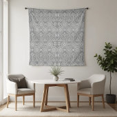 Grijze vezelige textiel octopus zaden met patronen wandkleed