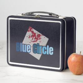 Grijze Vierkant met Rode Vlek en Blauwe Cirkelteks