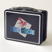 Grijze Vierkant met Rode Vlek en Blauwe Cirkelteks