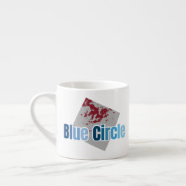 Grijze Vierkant met Rode Vlek en Blauwe Cirkelteks Espresso Kop