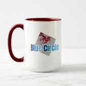 Grijze Vierkant met Rode Vlek en Blauwe Cirkelteks Mok (Links)