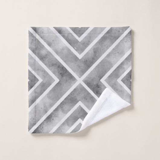 Grijze vierkanten geometrische waterverf badhanddo bad handdoek (Wasdoekje)
