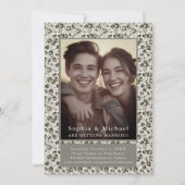 Grijze Vintage Bloem Bruiloft Save the Date Neutra (Voorkant)