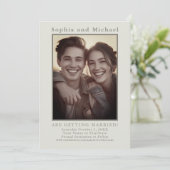 Grijze Vintage Bloem Bruiloft Save the Date Neutra (Staand voorkant)