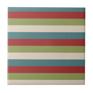 Grijze vintage Bourgondië groene blauwe streeppatr Tegeltje