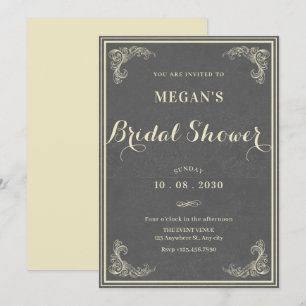 Grijze vintage elegante baby shower kaart