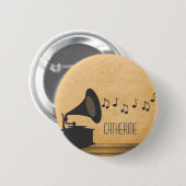 Grijze Vintage Gramophone Button (Voorkant /achterkant)