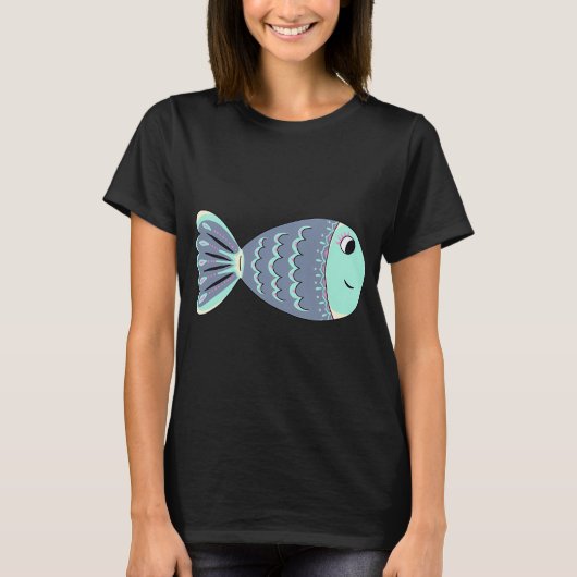 Grijze Vis Clip Art Doodle T-shirt (Voorkant)