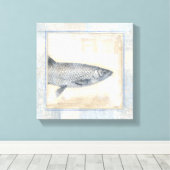 Grijze vis op beige achtergrond canvas afdruk (Insitu (Houten vloer))