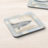 Grijze vis op beige achtergrond drankjes onderzetter (Linkerzijde)