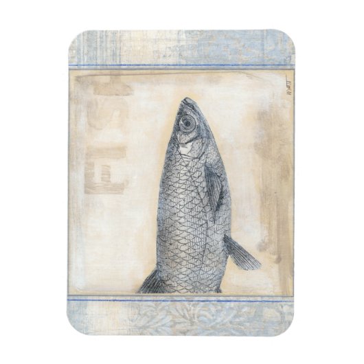 Grijze vis op beige achtergrond magneet (Verticaal)