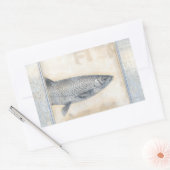 Grijze vis op beige achtergrond rechthoekige sticker (Envelop)