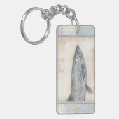 Grijze vis op beige achtergrond sleutelhanger (Voorkant Links)