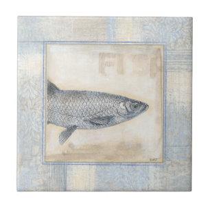 Grijze vis op beige achtergrond tegeltje