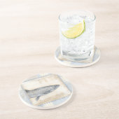 Grijze vis op beige achtergrond zandsteen onderzetter (Zijkant)