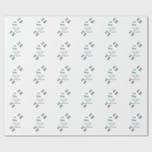Grijze vlinder blauwe baby shower oh baby modern e cadeaupapier