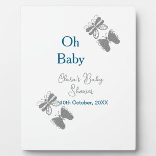 Grijze vlinder blauwe baby shower oh baby modern e fotoplaat