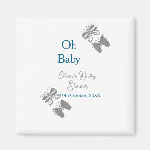 Grijze vlinder blauwe baby shower oh baby modern e magneet