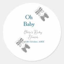 Grijze vlinder blauwe baby shower oh baby modern e