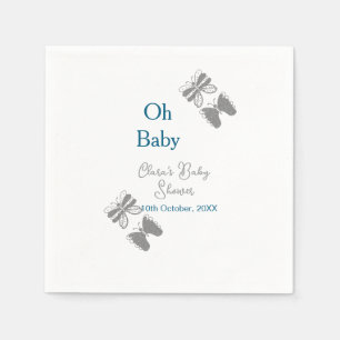 Grijze vlinder blauwe baby shower oh baby modern e servet