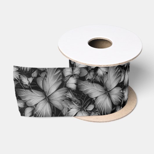 Grijze vlinders Print Satijnen Lint (Spoel)
