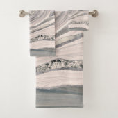 Grijze vloeibare marmer en kristal - parels en zil bad handdoek (Insitu)