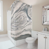 Grijze vloeibare marmer en kristal - parels en zil douchegordijn (In situ)