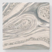 Grijze vloeibare marmer en kristal - parels en zil stenen onderzetter (Voorkant)