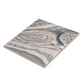 Grijze vloeibare marmer en kristal - parels en zil tegeltje (Zijkant)