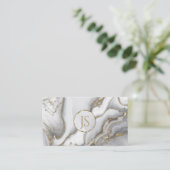 Grijze vloeibare marmer - monogram voor parels en  visitekaartje (Staand voorkant)