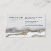 Grijze vloeibare marmer - monogram voor parels en  visitekaartje (Achterkant)