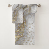Grijze vloeibare marmer - parels en goud bad handdoek (Insitu)