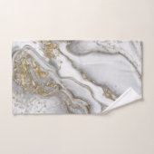 Grijze vloeibare marmer - parels en goud bad handdoek (Handdoek)