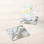 Grijze vloeibare marmer - parels en goud kartonnen onderzetters (Insitu)