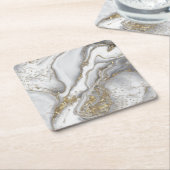 Grijze vloeibare marmer - parels en goud kartonnen onderzetters (Schuin)