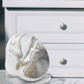 Grijze vloeibare marmer - parels en goud keramische knop