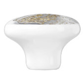 Grijze vloeibare marmer - parels en goud keramische knop (Zijkant)