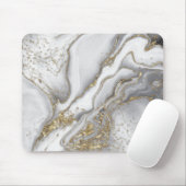 Grijze vloeibare marmer - parels en goud muismat (Met muis)