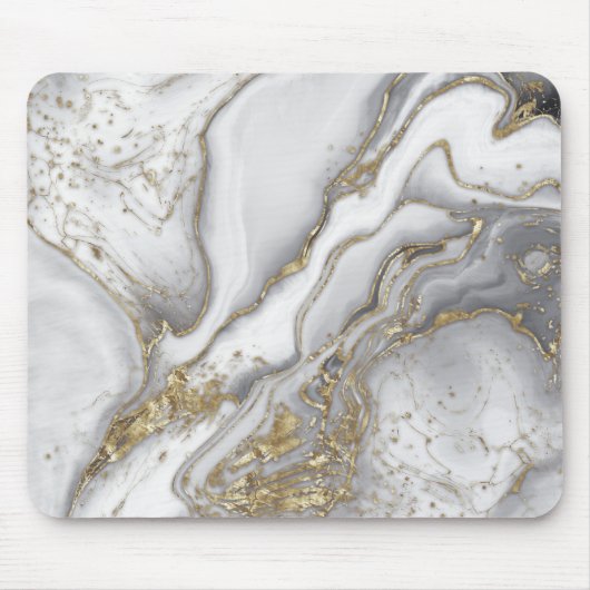 Grijze vloeibare marmer - parels en goud muismat (Voorkant)
