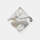 Grijze vloeibare marmer - parels en goud servet (Hoek)