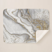 Grijze vloeibare marmer - parels en goud sherpa deken (Voorkant (horizontaal))