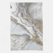 Grijze vloeibare marmer - parels en goud theedoek (Verticaal)