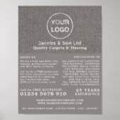 Grijze Vloerbedekking, Vloerlegger, Fitter Adverte Poster (Voorkant)