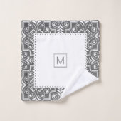 Grijze vodderpatroon met witte gespleten randen bad handdoek (Wasdoekje)