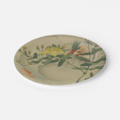 Grijze vogel Goldfish Oriental Chinoiserie Natuur  Papieren Bordje (Gekanteld)