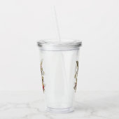 Grijze vogel van Audubon met roze bloemen Acryl Drinkbeker (Links)