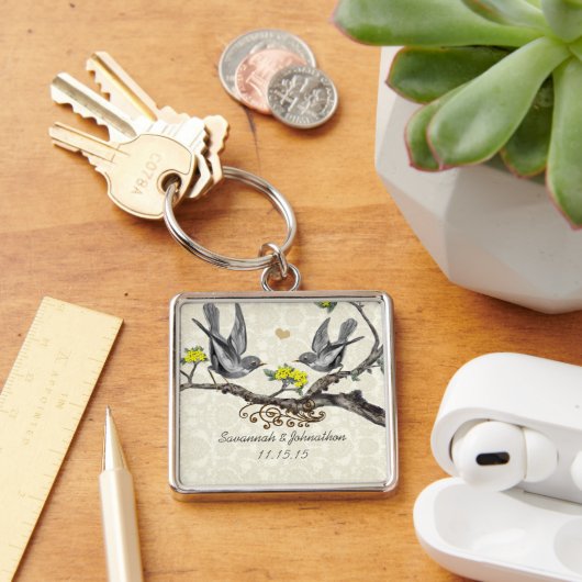  grijze vogelpruimelbloemen Sleutelhanger (Bureau)