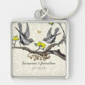  grijze vogelpruimelbloemen Sleutelhanger (Voorkant)