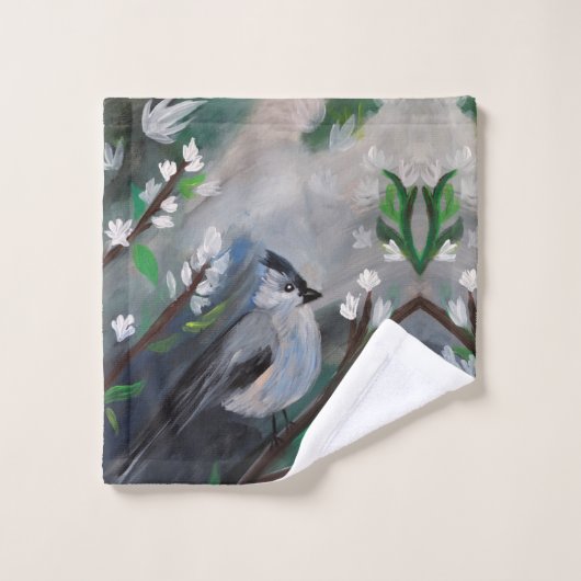 Grijze vogels bad handdoek (Wasdoekje)