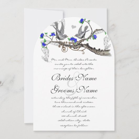  grijze vogels - koninklijk blauw kerriebloem kaart (Voorkant)